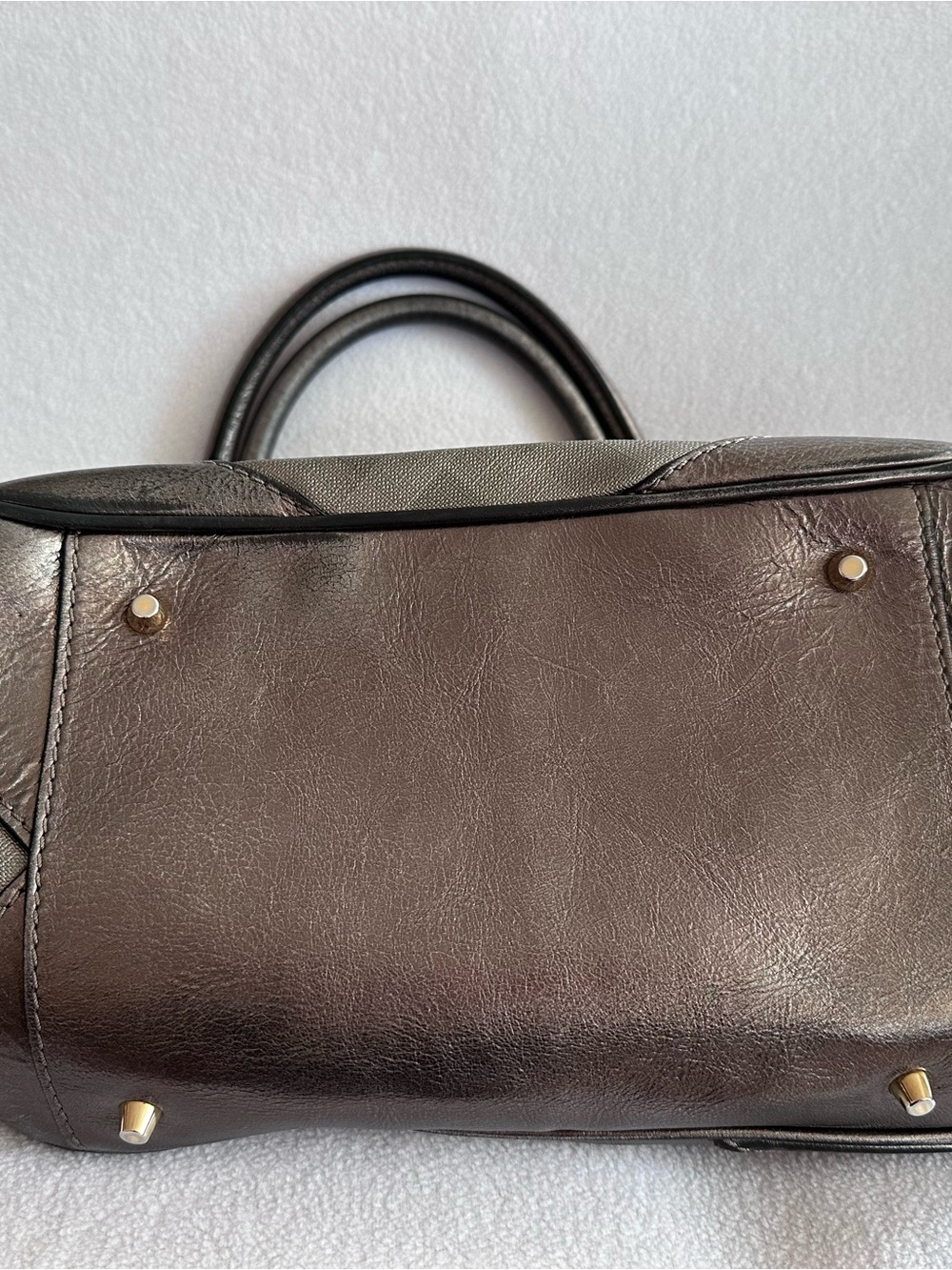 Burberry Metallic Gray Nova Check Satchel - Picture 6 of 7
